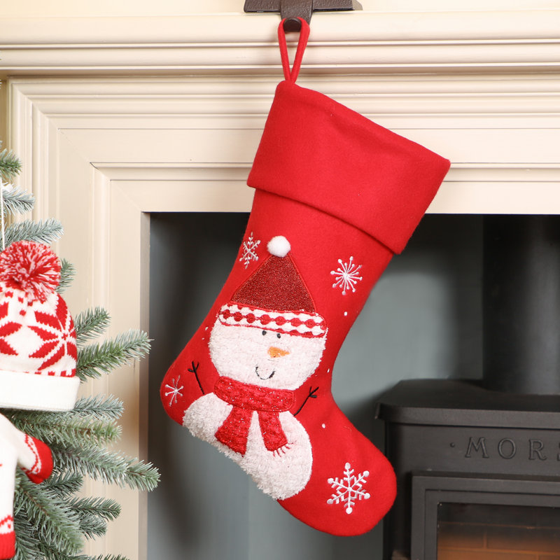 Snowman Christmas Stocking, Red