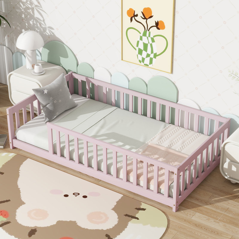 Floor Bed with Fence without Door, Pink