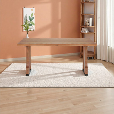 63" Natural Wood Rectangular Dining Table - Farmhouse Elegance for 6
