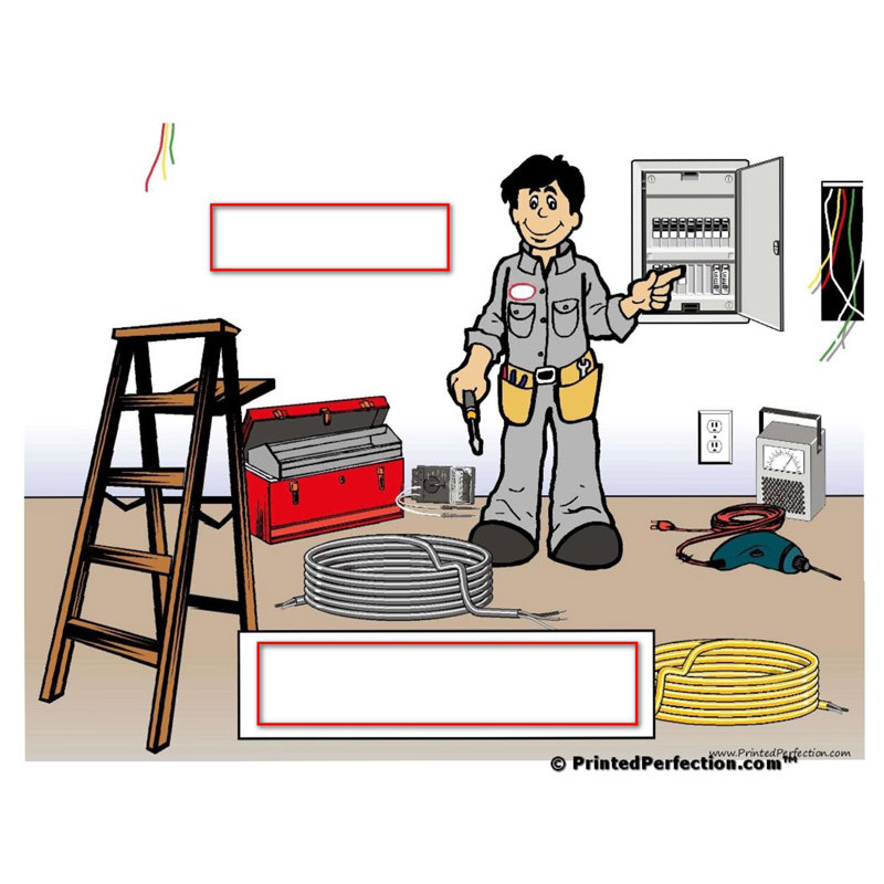 Personalized Name That Toon Electrician - Male Rhinestone Bordered Key Chain, Yes