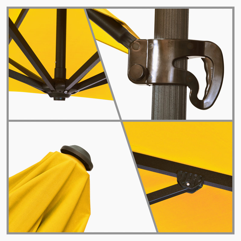 Parasol carré en porte-à-faux 8,5 pi Placencia, Toile Sunbrella® jaune tournesol