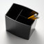 Porte-crayons, large, 3 compartiments, noir