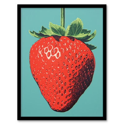 Duotone Dessert Red Strawberry - Single Picture Frame Print