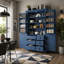 Armoire de cuisine de 42 po autoportante, rangement avec tiroirs, tablettes réglables, tablettes de porte et plateaux coulissants-1787308830