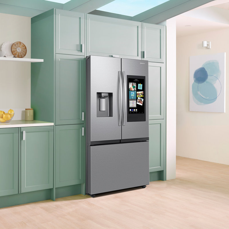 Samsung Stainless Steel Kitchen Package with 25 cu. ft. Mega Capacity Counter Depth 3-Door French Door Refrigerator with Family Hub and Gas Range