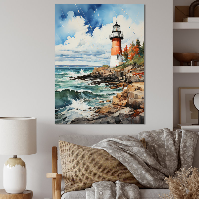 Phare canadien Erfried II, impression sur toile, H 32 po x l 16 po x P 1 po, Toile tendue