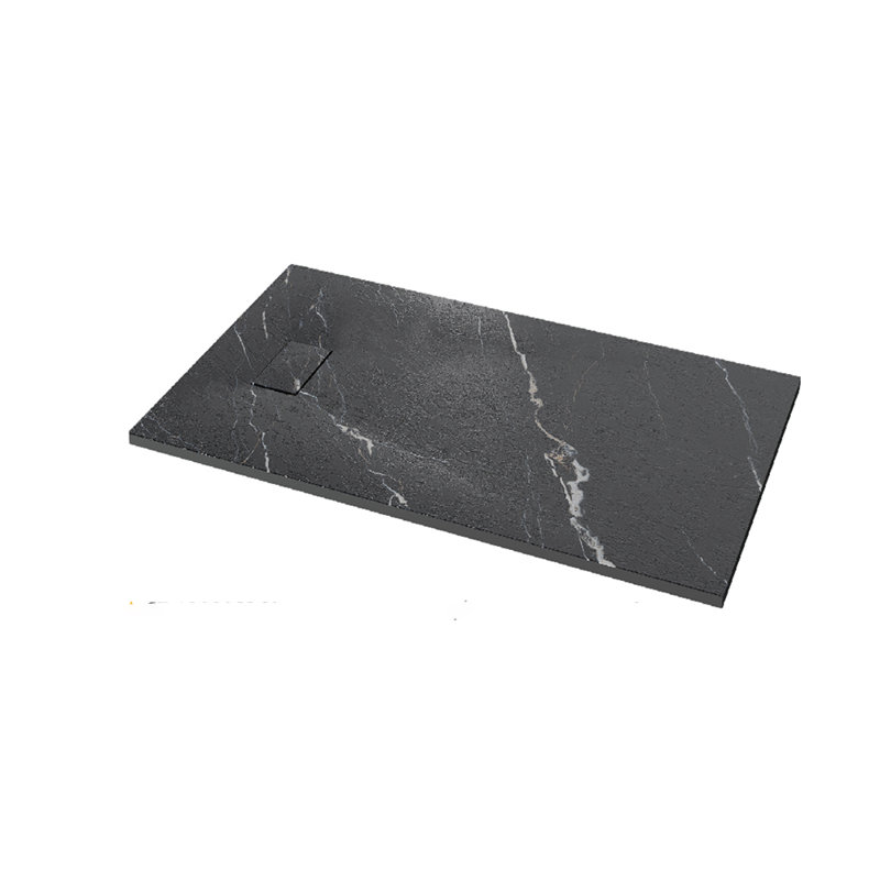 Base de douche rectangulaire 47,5 "x P 31,5", grain de marbre, Grain de marbre noir