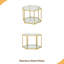 Table d'appoint hexagonale de luxe, plateau en verre trempé transparent avec structure en acier inoxydable, table basse d'appoint pour le salon
