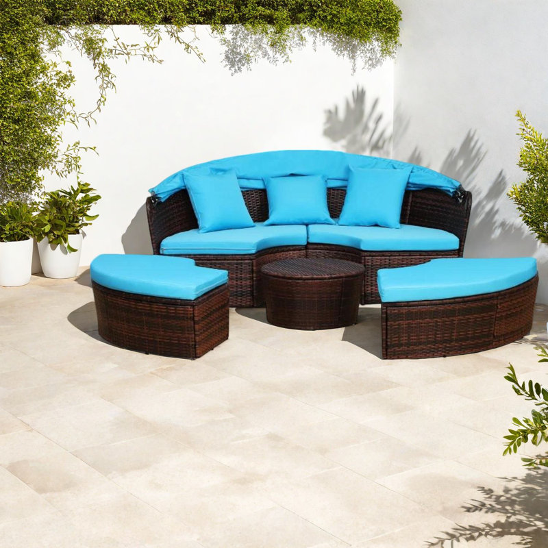 Multifunctional Patio Sofas Set With Metal Frame, Modern Style For Outdoor Use