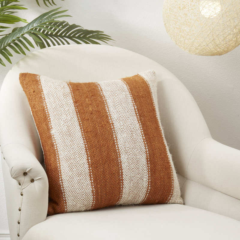 Vintage Stripe 20" Rayon Cotton Throw Pillow