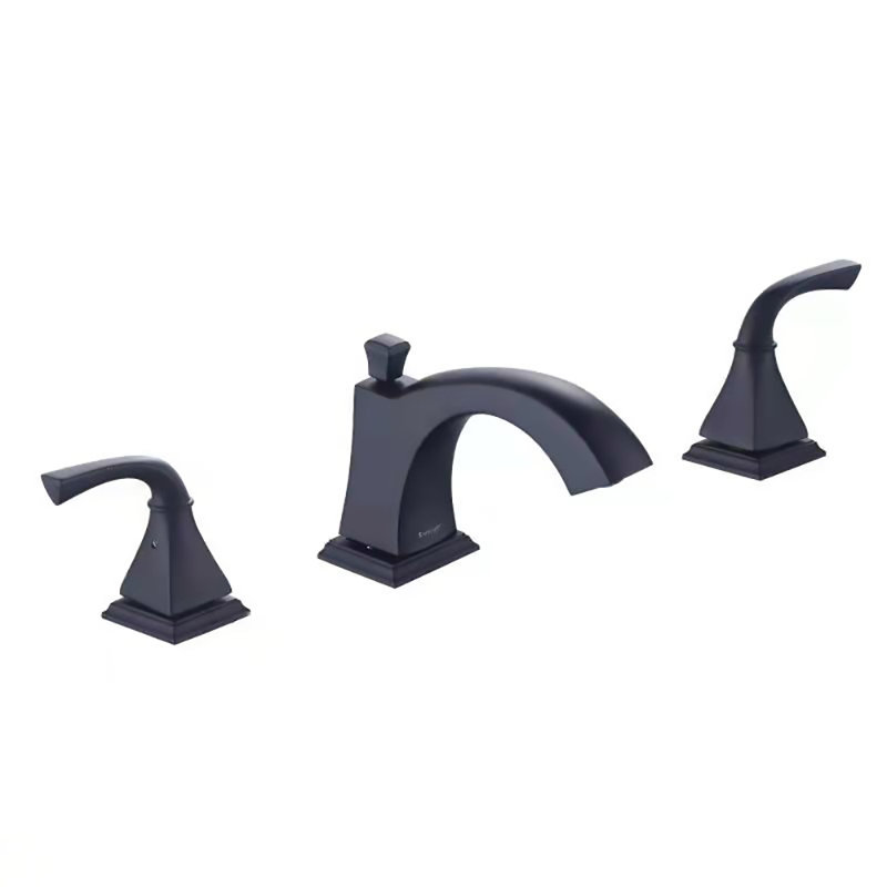 Widespread 2-handle Bathroom Faucet with Drain Assembly, Matte Black