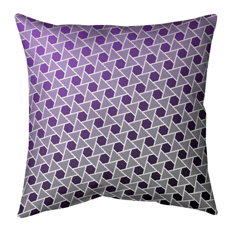 Housse de coussin Rainbow Hexagons and Triangles, Duvet synthétique, 20 po x 20 po, Noir / mauve