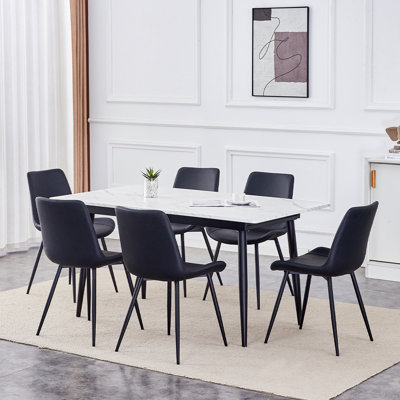 Ensemble de table de cuisine moderne de 59 à 75 po avec structure en métal robuste, parfait pour la cuisine à domicile, peu encombrant