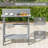 Outdoor Bar Table with Built-in Footrest, Slatted Top, Grey