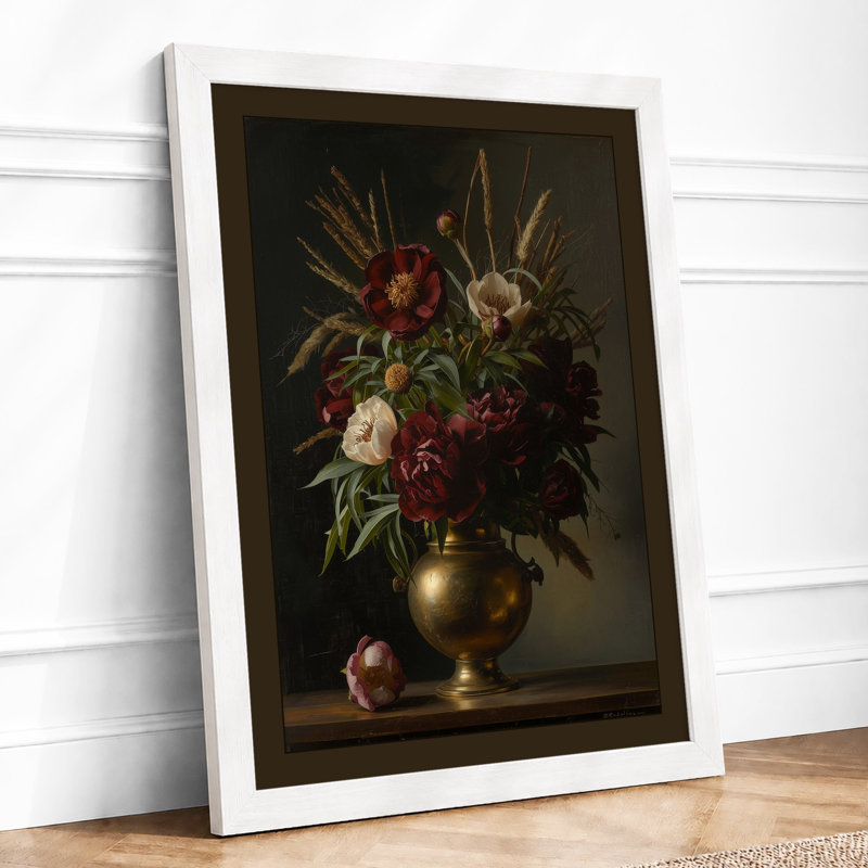 Flowers in Gold Botanical - Framed Print, A3 - 42.0 x 29.7 cm, White