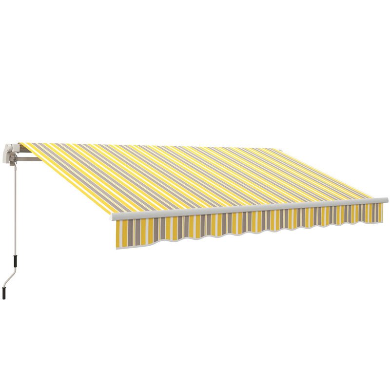 Auvent de patio rétractable, Rayé jaune, L 141,6 po x P 98,4 po, Jaune/gris
