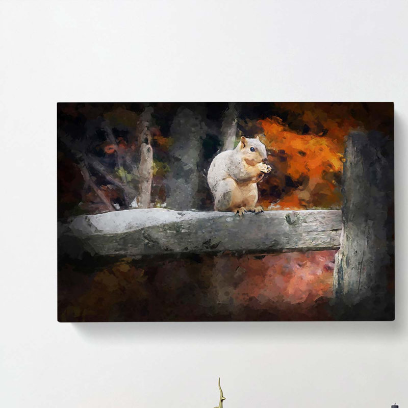 Squirrel By An Autumn Forest In Abstract - Wrapped Canvas, 35cm H x 50cm W x 3cm D