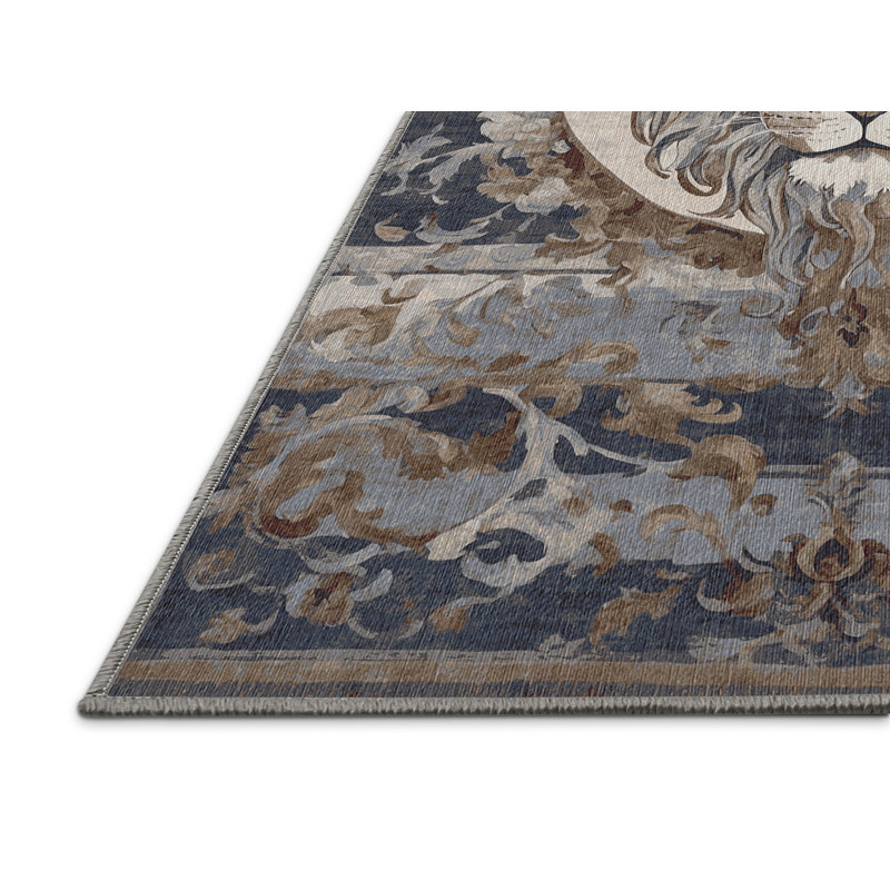 Machine Washable Gray Area Rug, Rectangle 6' x 9'