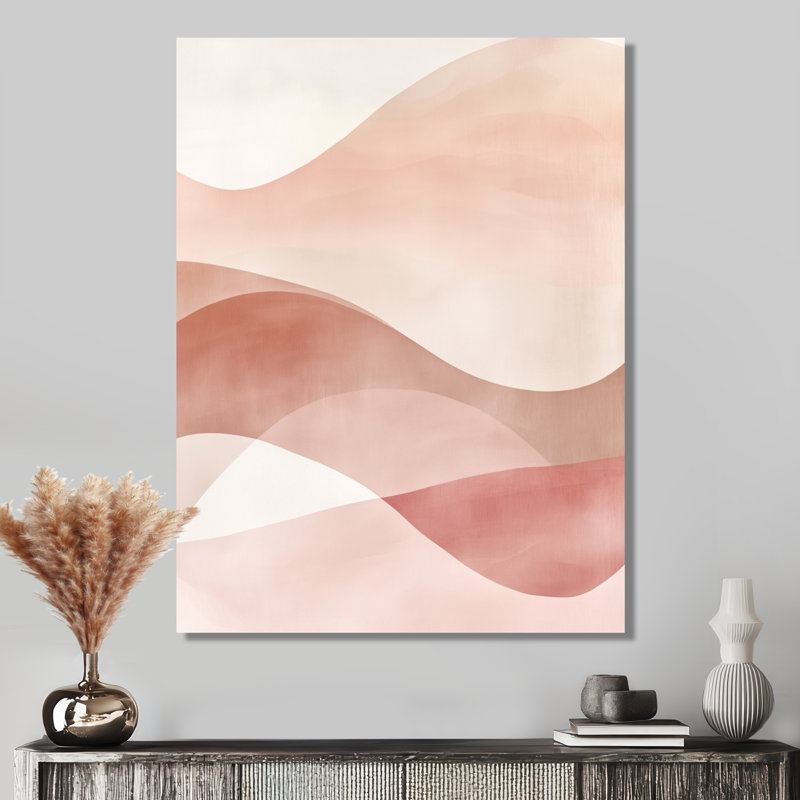 Toile douce et neutre, couches minimalistes rosées, art mural minimaliste rosé, Toile tendue, H 32 po x l 16 po