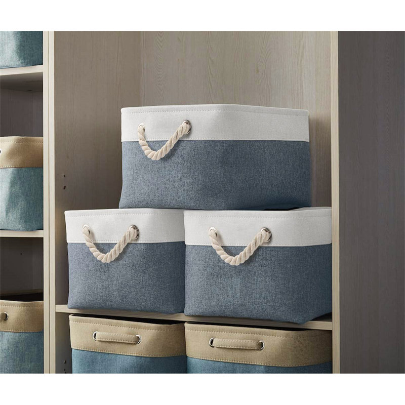 Naomi Decorative Basket, Cold Grey/White, 20 cm H x 41 cm W x 31 cm D