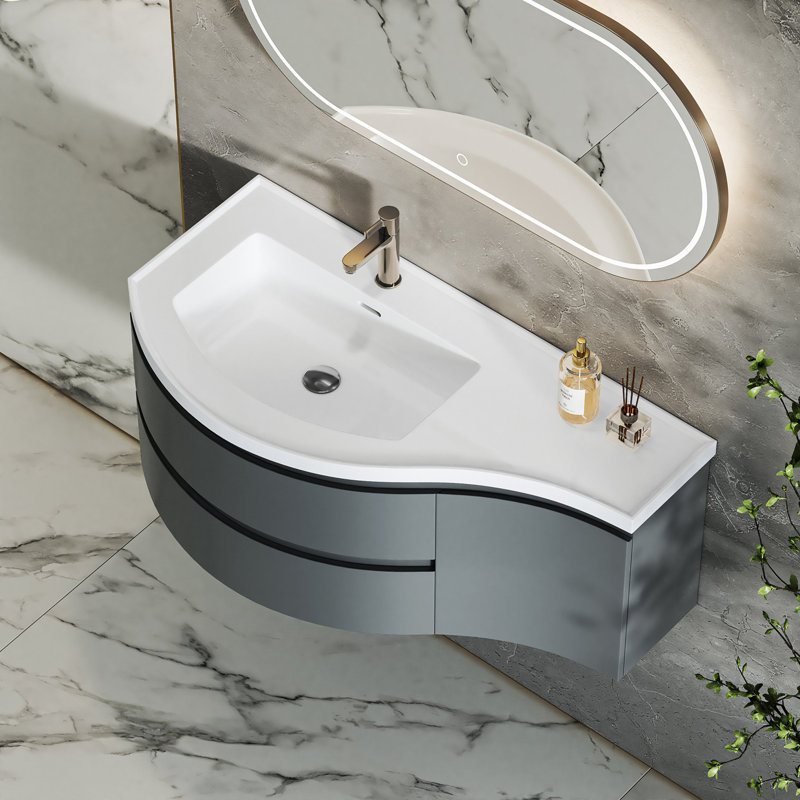Armoire de salle de bain 35 po, Gauche, Gris