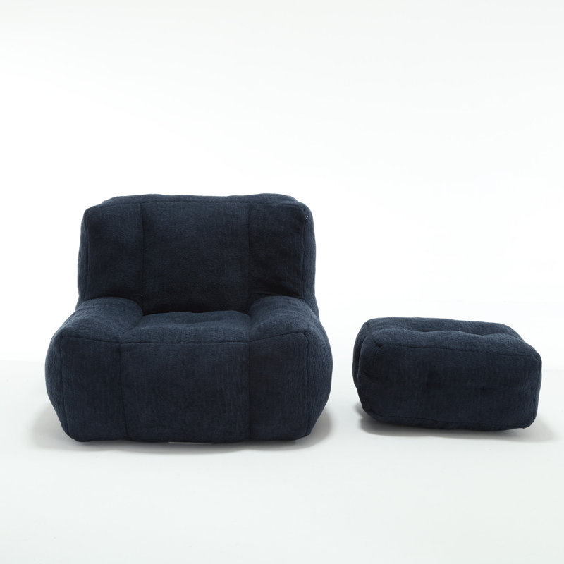 Fluffy Bean Bag Chair, Blue Velvet
