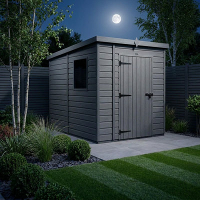 Total Sheds 5ft x 7ft Composite Pent Garden Shed - Single Door - With Windows - EPDM Rubber Roof - UK Manufactured