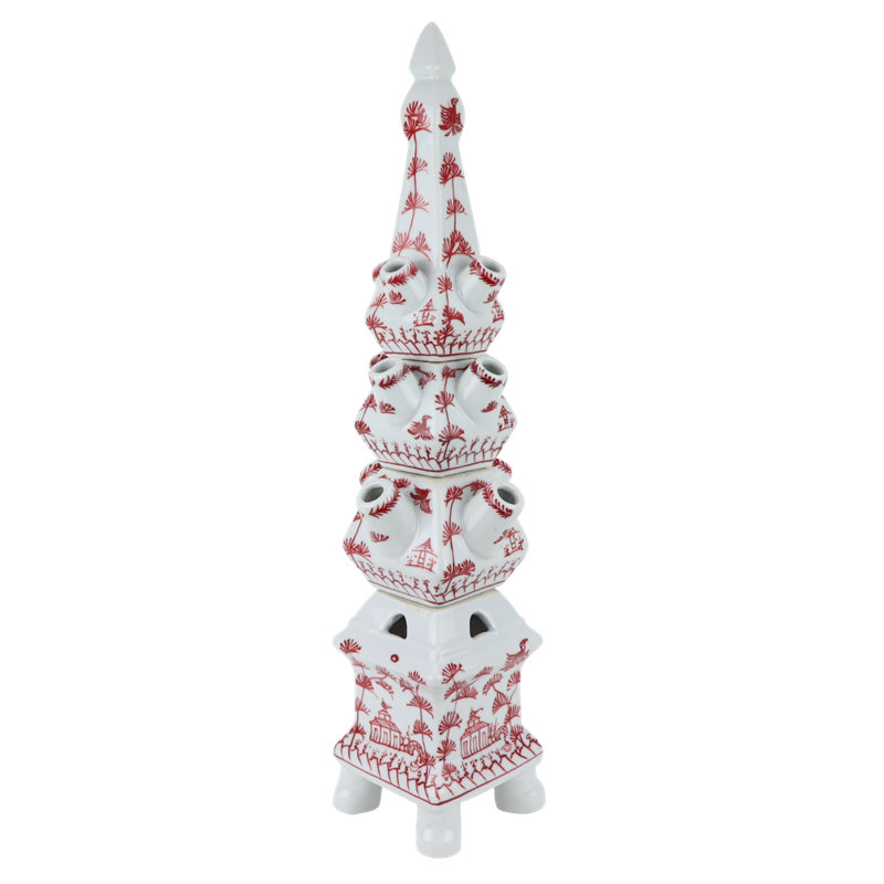 Red And White Original Tulipiere, 22" H x 4" W x 4" D