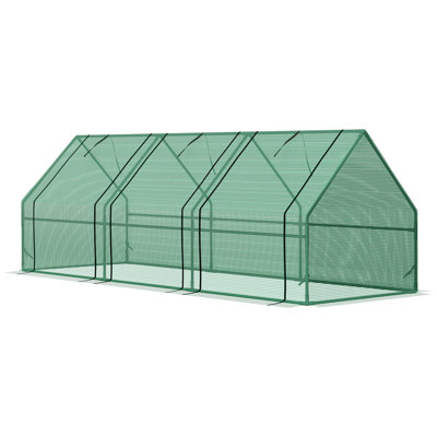 Serre portative d'extérieur, grandes portes, - couverture en PE, jardin de serre 9 'x 3' pour la protection des plantes, structure en acier robuste, retient la chaleur et protège des intempéries