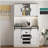 Farmhouse Bar Cabinet with Sliding Barn Door, Large Kitchen BuffetRustic Coffee Bar Sideboard Table,White