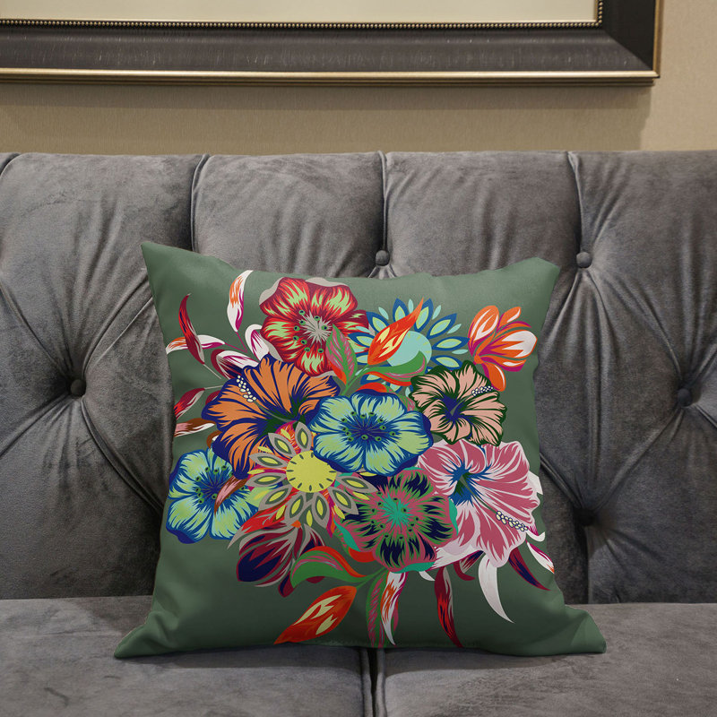 Housse et insert de coussin décoratif en polyester , 20 po x 20 po, Rouge / rose