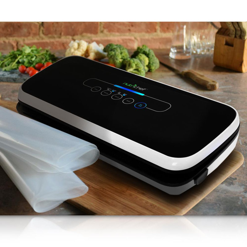 Black Automatic Food Vacuum Sealer with Reusable Bags