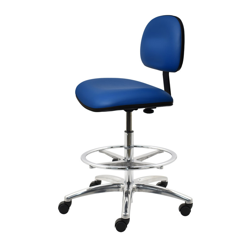 Luiza Vinyl Drafting Chair, Bleu