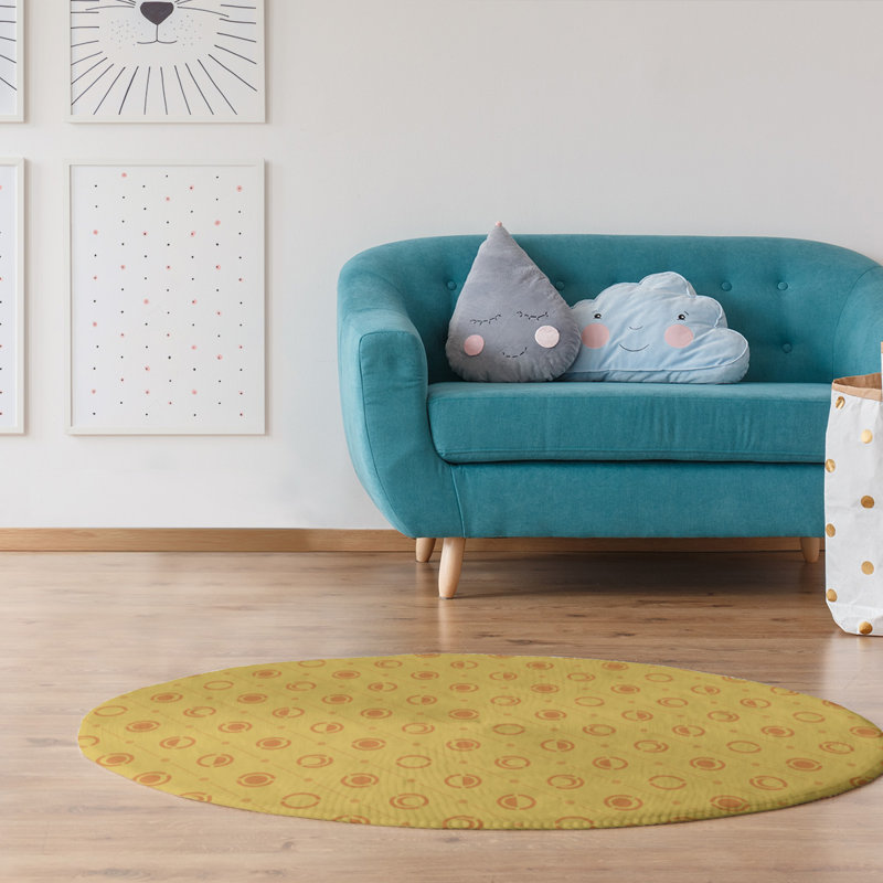 Chenille Geometric Indoor Rug, Round 5'