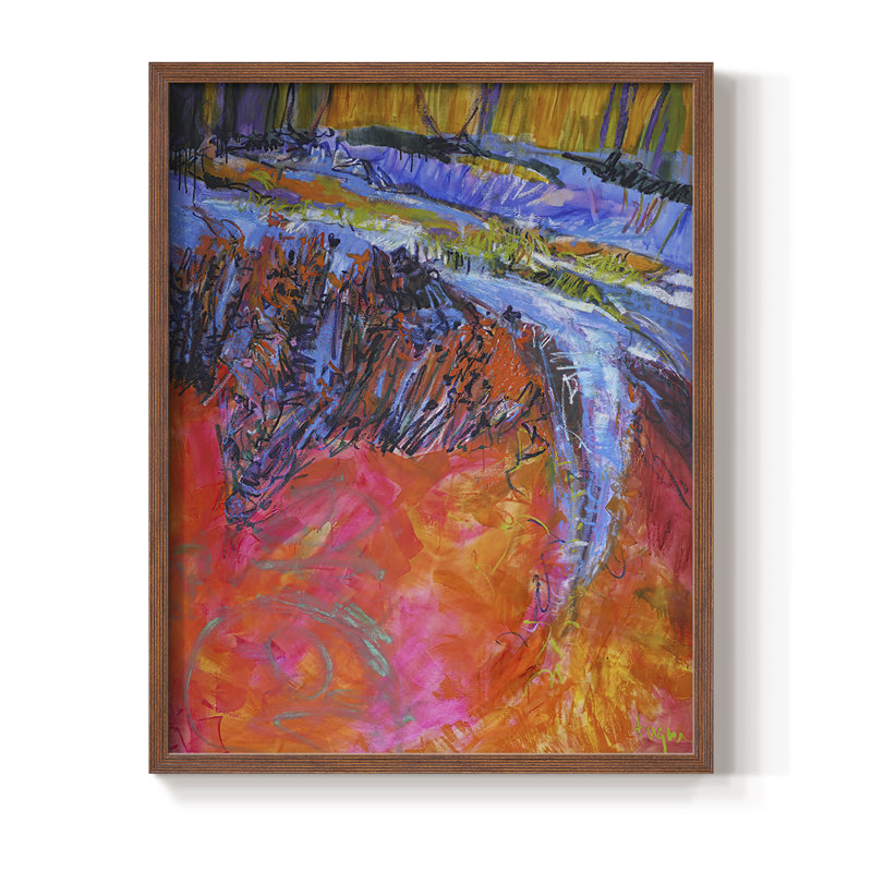 «Vibrant Flow I», reproduction encadrée - bois massif, H 10 po x l 8 po, Cadre photo brun simple