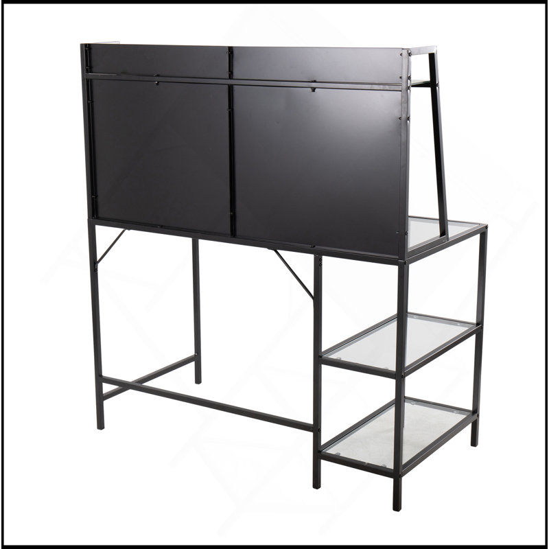 Bureau contemporain Tier en verre givré par Lumisource, Noir/transparent