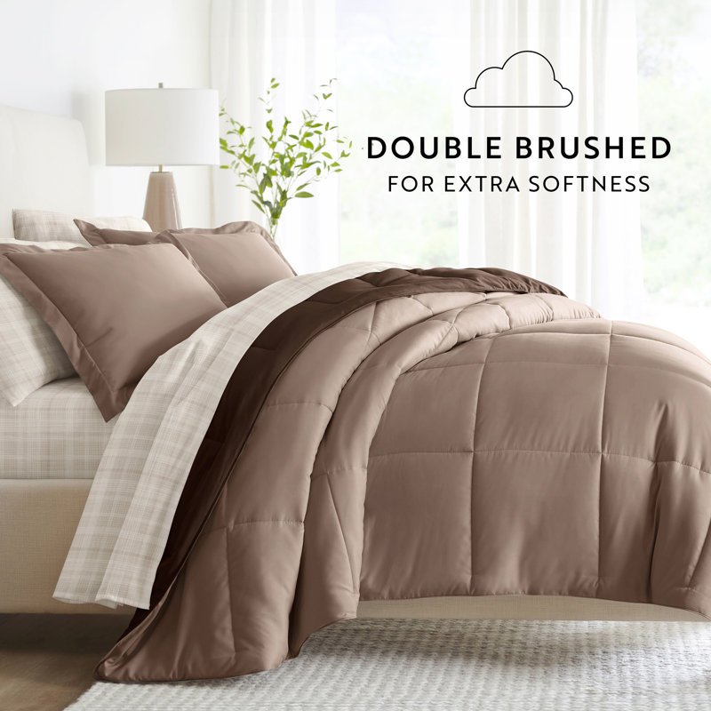 Full Thatch Taupe Chocolate Microfiber Reversible Bed in a Bag Set