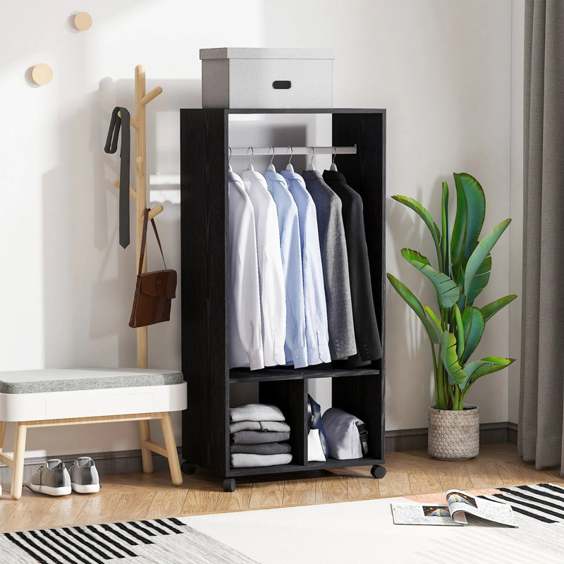 Makenley 60cm Rolling Clothing Rack, Black