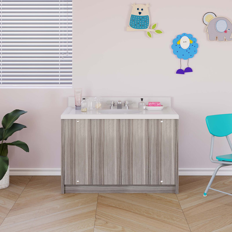 Ensemble de meuble-lavabo simple 31 po avec plateau en marbre Tot Mate, Oui, Orme gris ombre