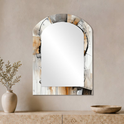 Modern Decorative Wall Mirror – Fractured Spiral of Copper Elements, Printed on Metal