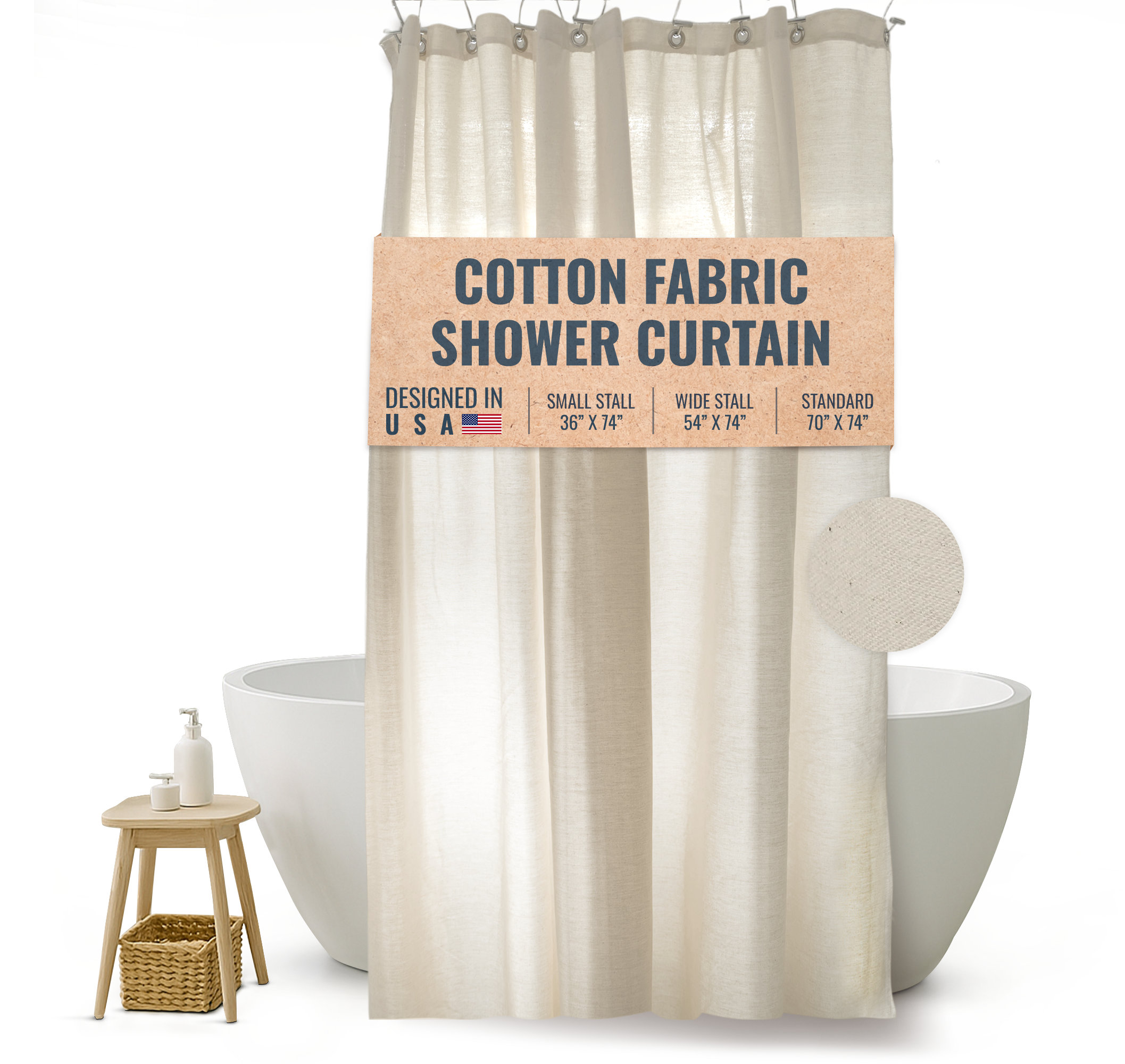 Latitude Run® Premium Cotton Shower Curtain For Bathroom Decor - Non ...