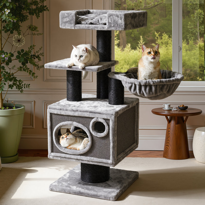 Arbre à chat 48,4 po H pour grands chats et MaineCoon, Gris foncé