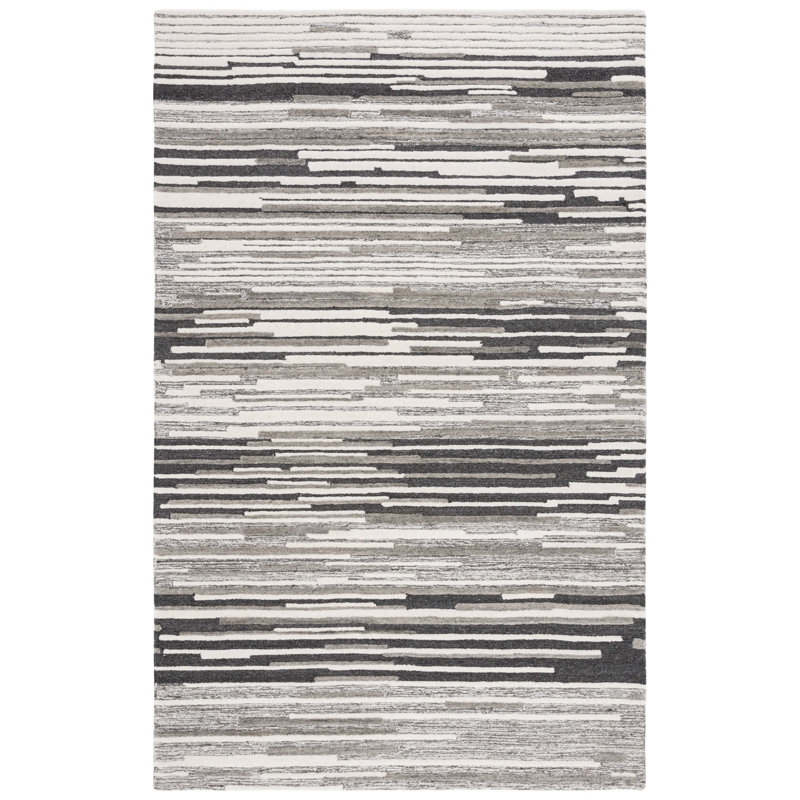 Rizzuto Abstract Hand Tufted Wool/Cotton Area Rug in Beige/Gray, Rectangle 8' x 10'