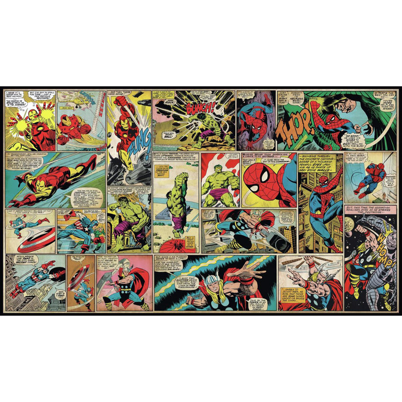 Panneau mural pré-encastré 10,5 pi x 72 po Marvel Comic