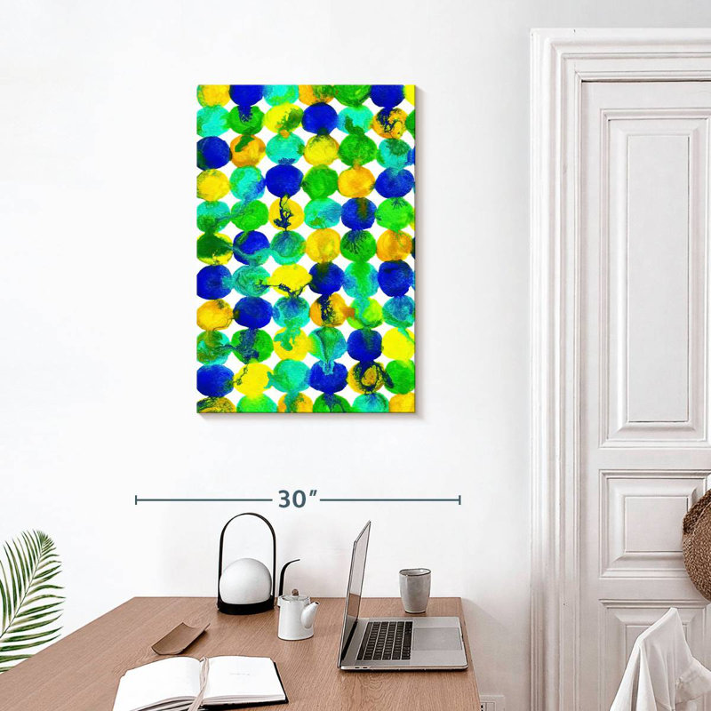 Avery Blue Yellow Green Abstract Flowing Paint Pattern, 30" H x 20" W