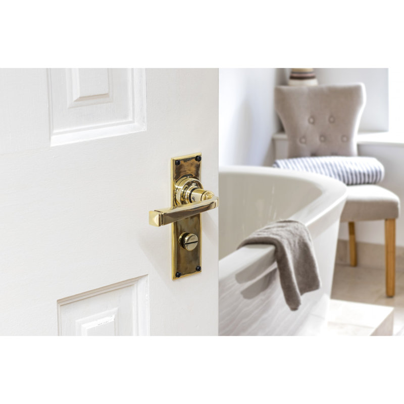 Avon Bathroom Door Handle Kit, Aged Brass