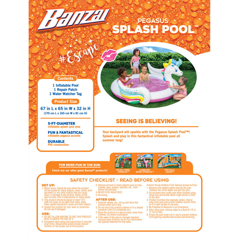 Plastic Round Kiddie Pool 32'' H x 65'' W x 67'' L