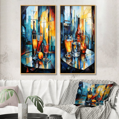 Intoxicated Alcohol Glass Reflections - Liquor Wall Decor Set Of 2