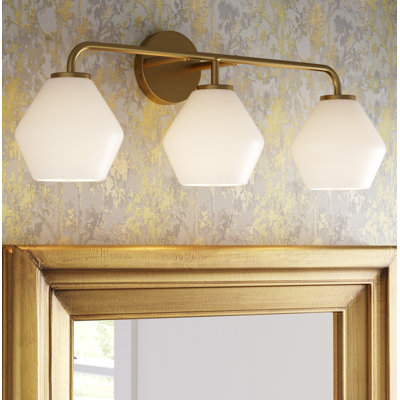 Rooks 26" W Steel 3-Light Dimmable Vanity Light with Glass Shades
