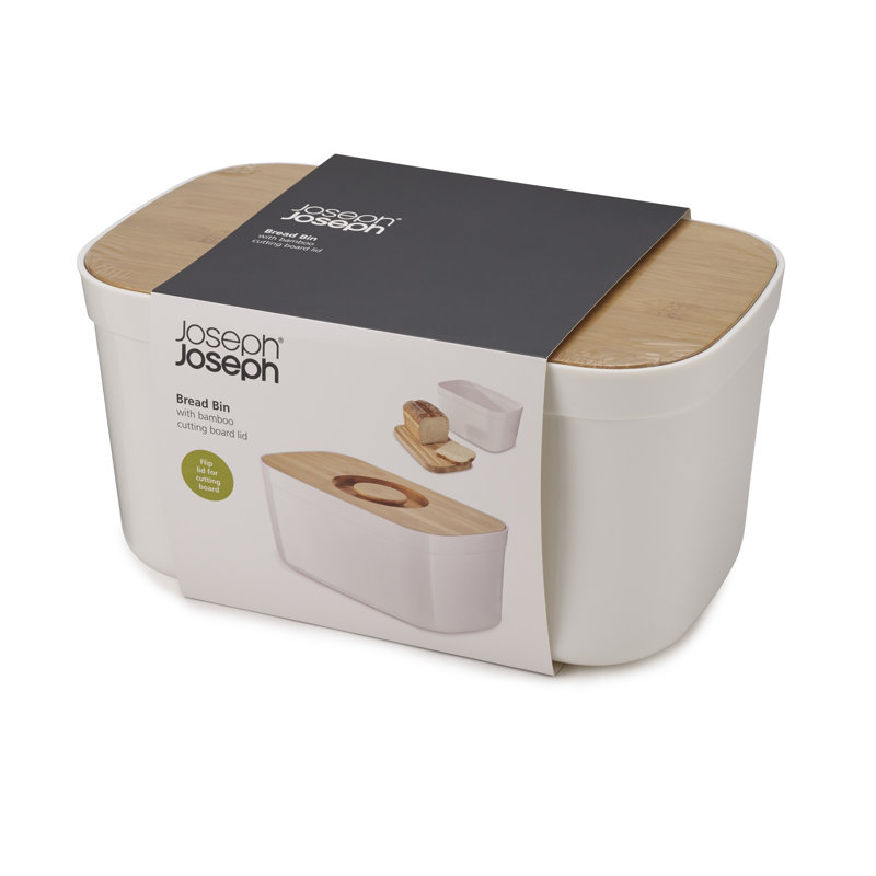 Joseph Joseph Bread Bin With Bamboo Lid, White